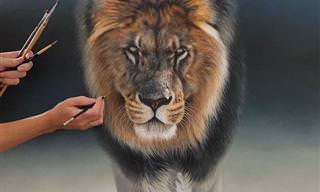 ציורי האריות והטגריסים המדהימים של ג'ולי רודס